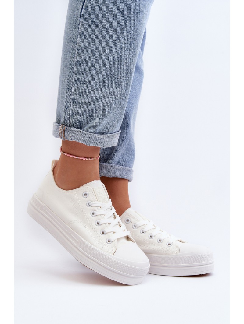 Women's White Fabric Sneakers Staneva