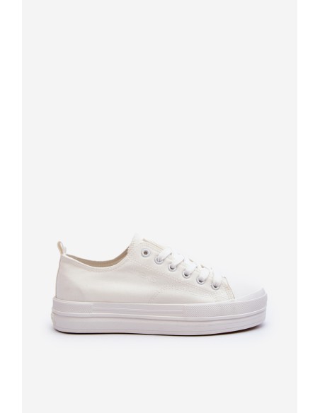 Women's White Fabric Sneakers Staneva
