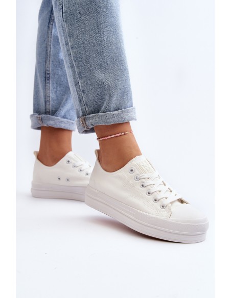 Women's White Fabric Sneakers Staneva
