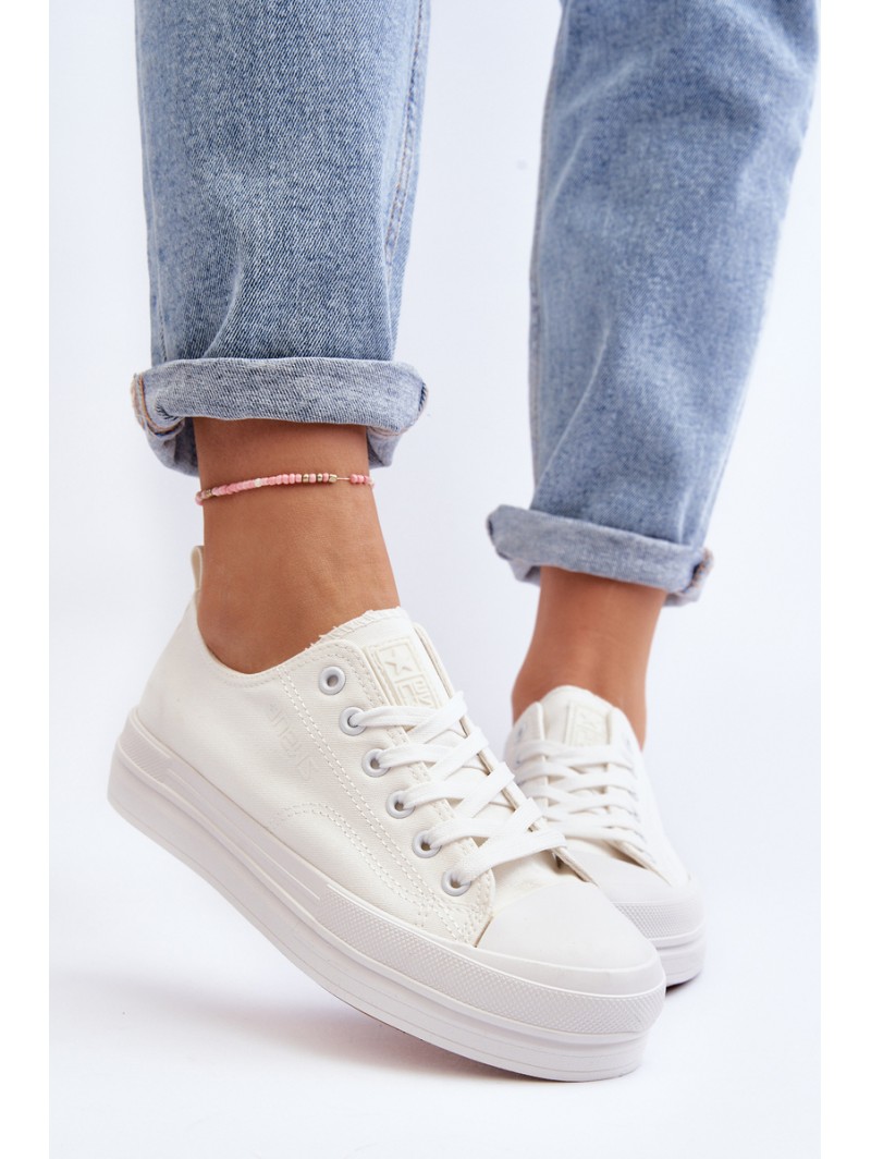 Women's White Fabric Sneakers Staneva Women's White Fabric Sneakers Staneva