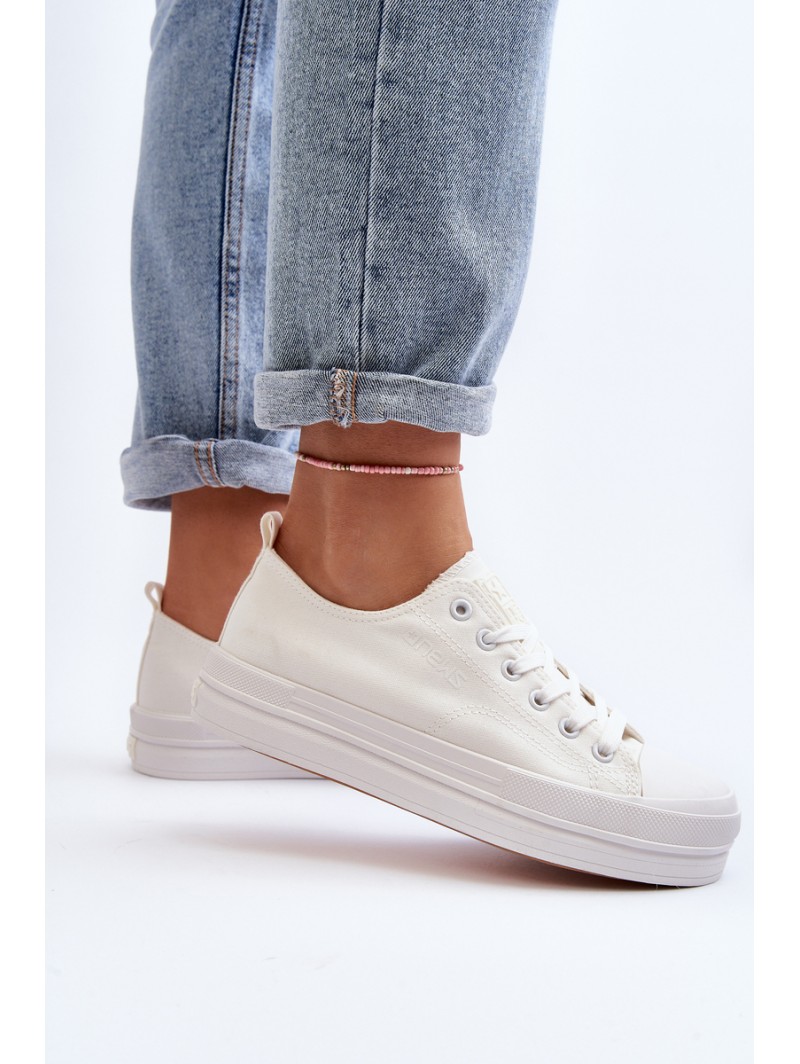 Women's White Fabric Sneakers Staneva Women's White Fabric Sneakers Staneva