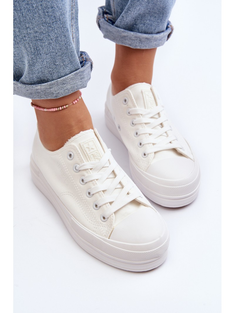 Women's White Fabric Sneakers Staneva Women's White Fabric Sneakers Staneva