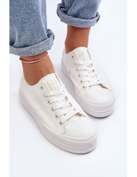 Women's White Fabric Sneakers Staneva