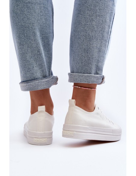 Women's White Fabric Sneakers Staneva