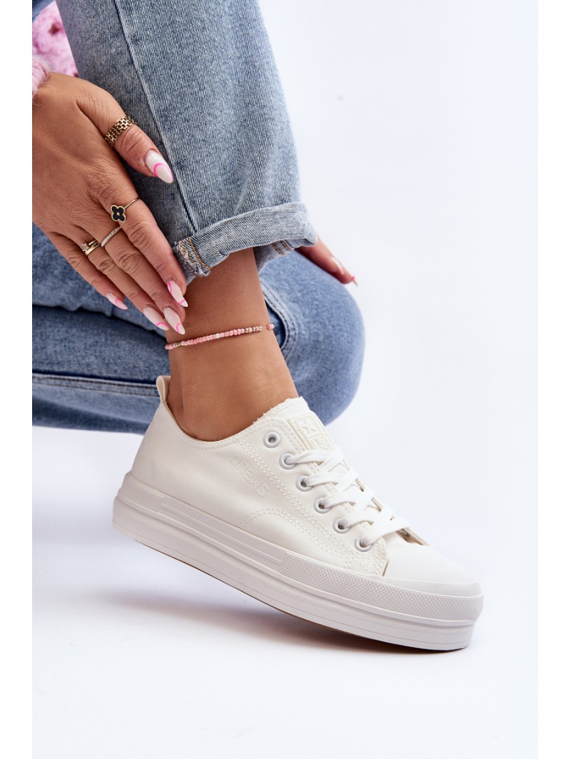 Women's White Fabric Sneakers Staneva Women's White Fabric Sneakers Staneva