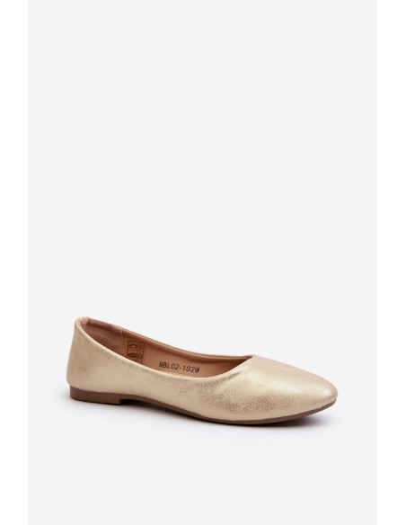 Classic Leather Gold Ballerina Flats Stacee