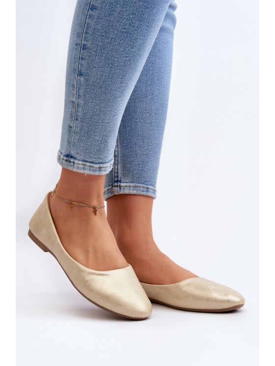 Classic Leather Gold Ballerina Flats Stacee 2
