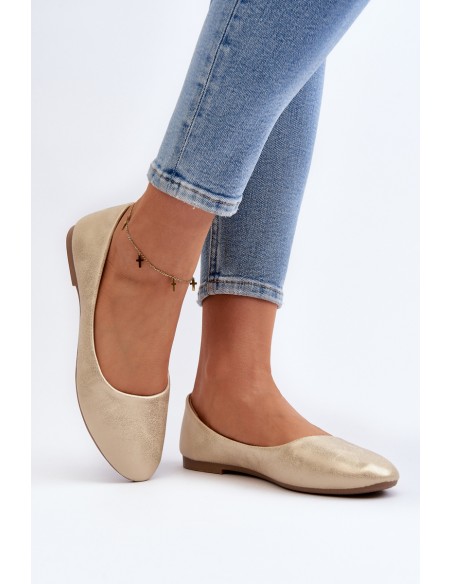 Classic Leather Gold Ballerina Flats Stacee