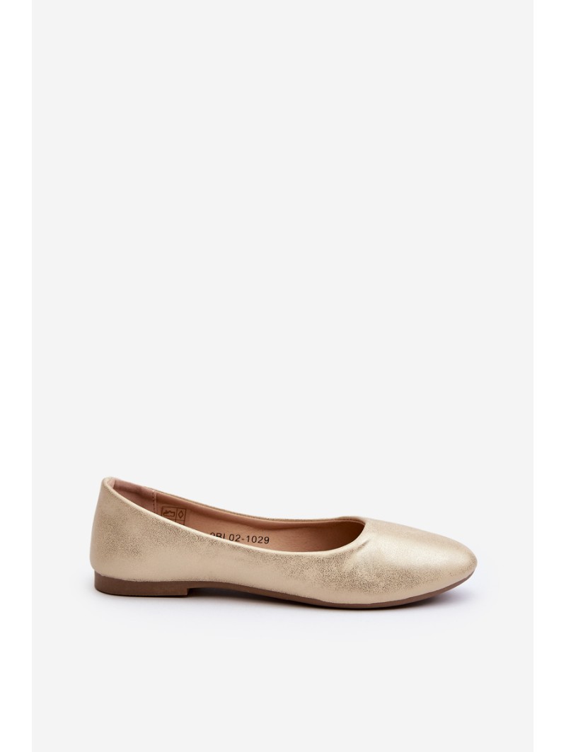 Classic Leather Gold Ballerina Flats Stacee