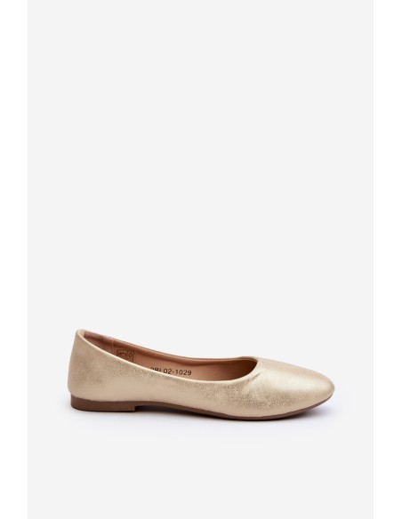 Classic Leather Gold Ballerina Flats Stacee