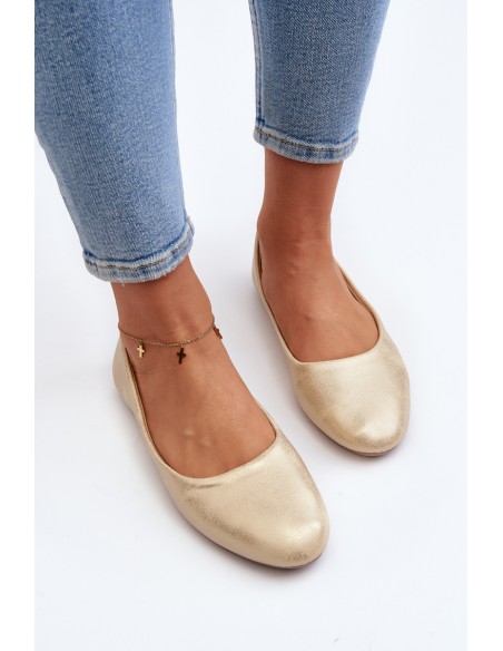Classic Leather Gold Ballerina Flats Stacee