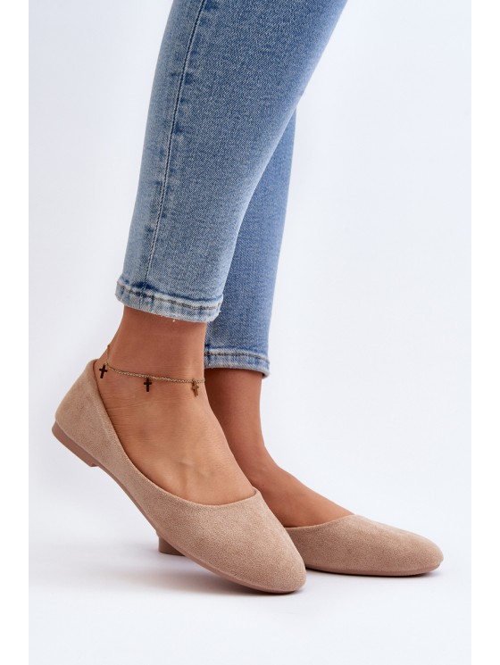Beige Women's Suede Ballerina Flats Lasota 2