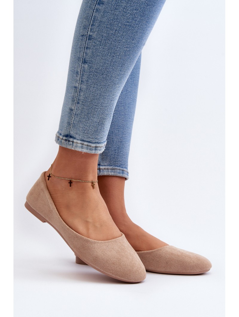 Beige Women's Suede Ballerina Flats Lasota