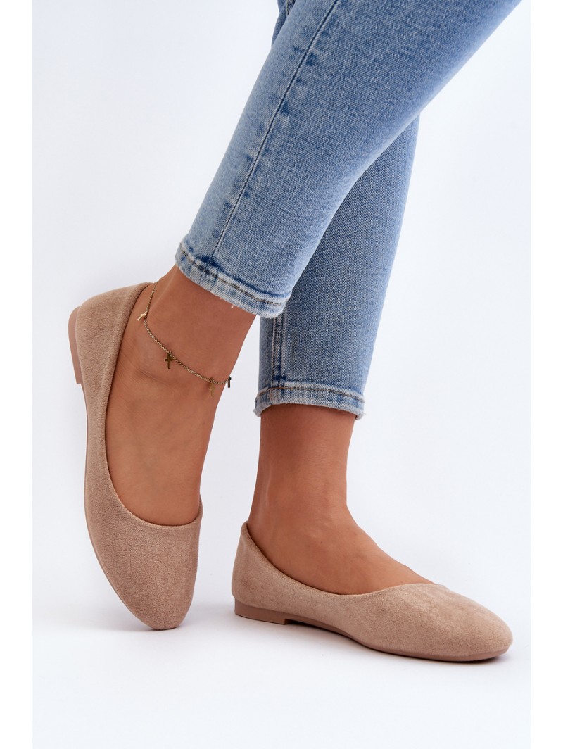 Beige Women's Suede Ballerina Flats Lasota