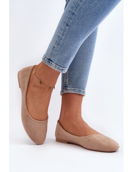 Beige Women's Suede Ballerina Flats Lasota