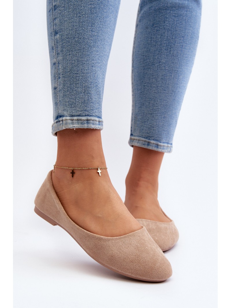 Beige Women's Suede Ballerina Flats Lasota