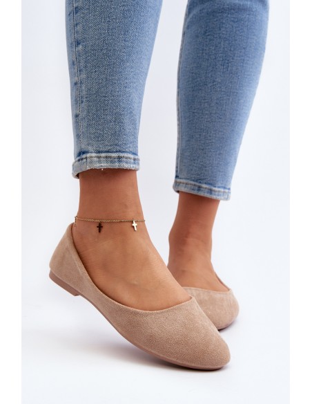 Beige Women's Suede Ballerina Flats Lasota