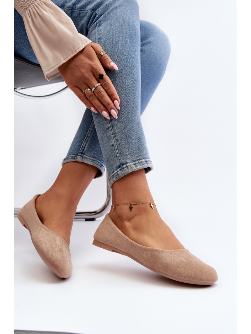 Beige Women's Suede Ballerina Flats Lasota