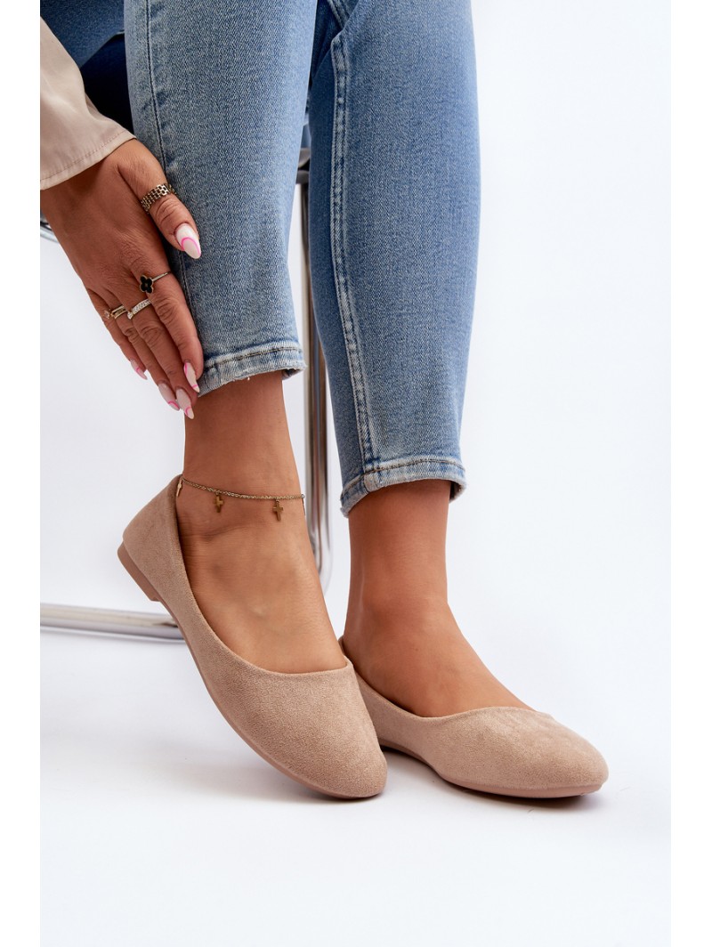 Beige Women's Suede Ballerina Flats Lasota