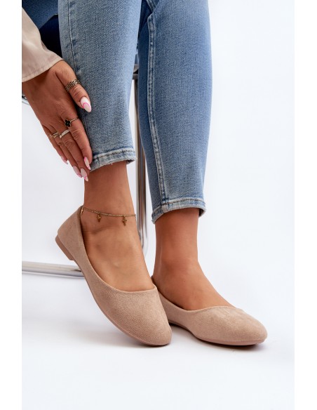Beige Women's Suede Ballerina Flats Lasota