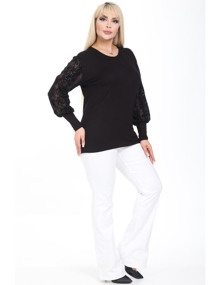 Элегантная черная блузка с необычными рукавами