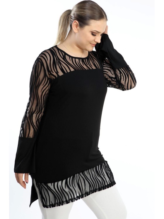 Черная туника с кружевом 2