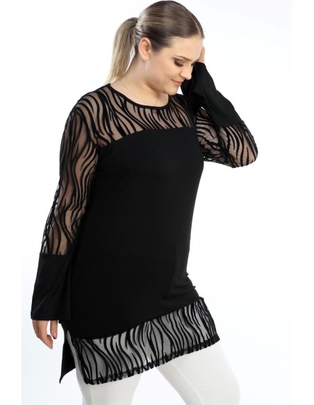 Melna tunika ar mežģīnēm