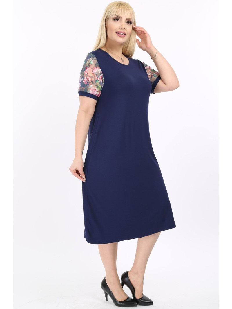 Viskozės suknelė trumpomis rankovėmis