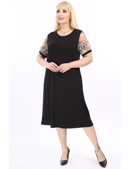 Viskozės suknelė trumpomis rankovėmis