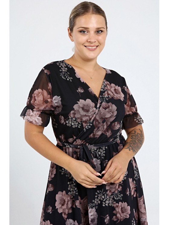 Lühikeste varrukatega lilleline kleit 2