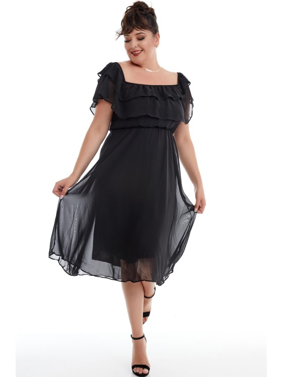 Juoda ispaniško tipo suknelė su dirželiu 2