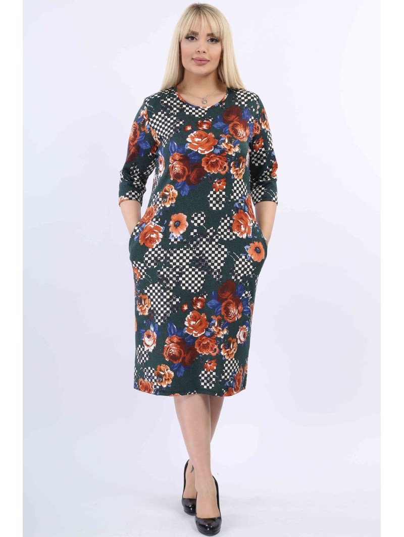 Gėlėta suknelė su kišenėmis Gėlėta suknelė su kišenėmis