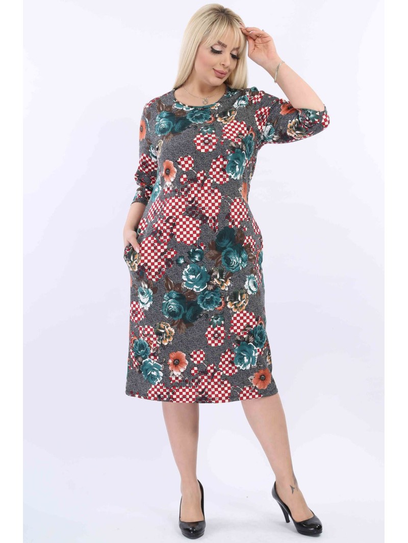 Gėlėta suknelė su kišenėmis Gėlėta suknelė su kišenėmis