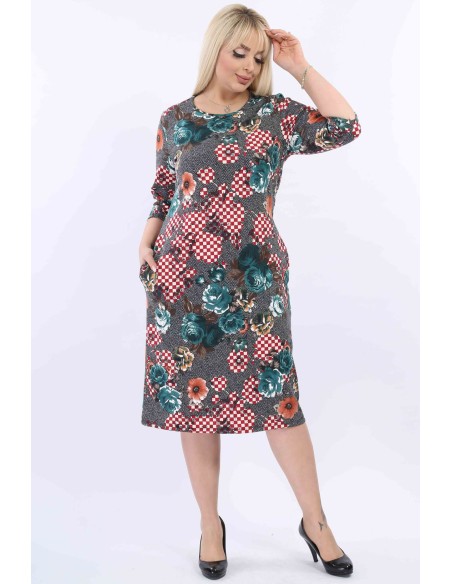 Puķu kleita ar kabatām