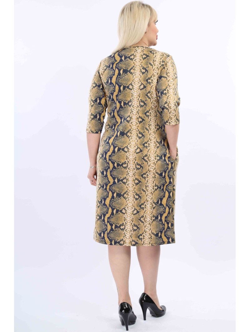Geltona gyvatės odos rašto suknelė Geltona gyvatės odos rašto suknelė