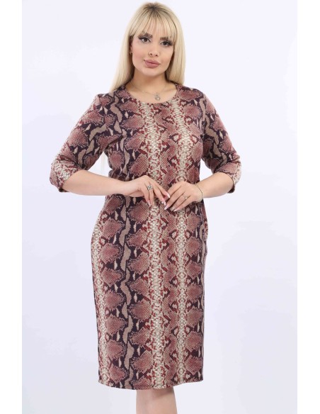 Ruda gyvatės odos rašto suknelė