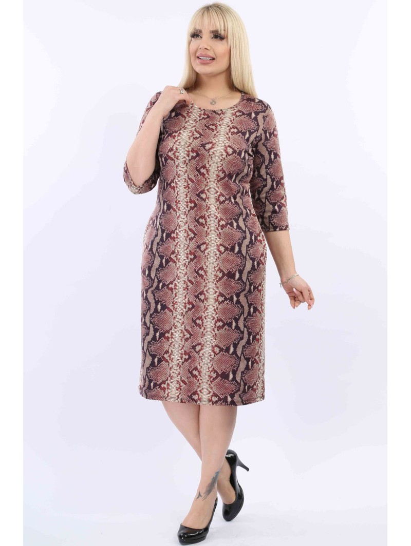 Ruda gyvatės odos rašto suknelė Ruda gyvatės odos rašto suknelė