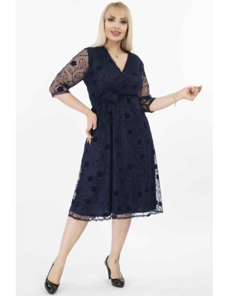 Elegantiška tamsiai mėlyna suknelė