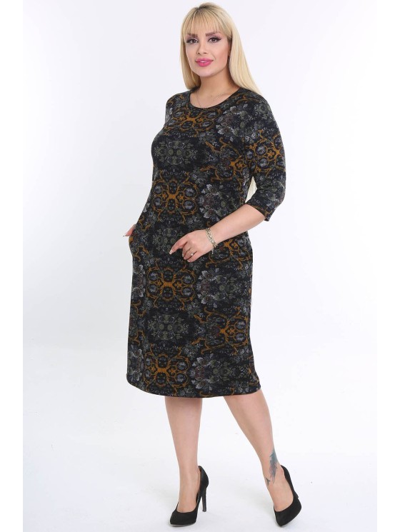 Tamsi suknelė su raštais 2