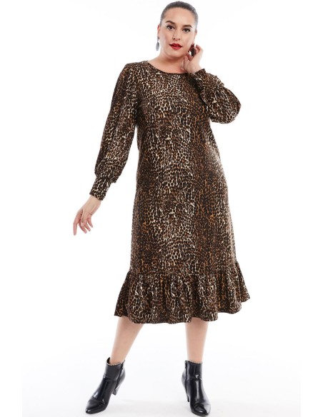 Suknelė su gyvūnų kailio raštais