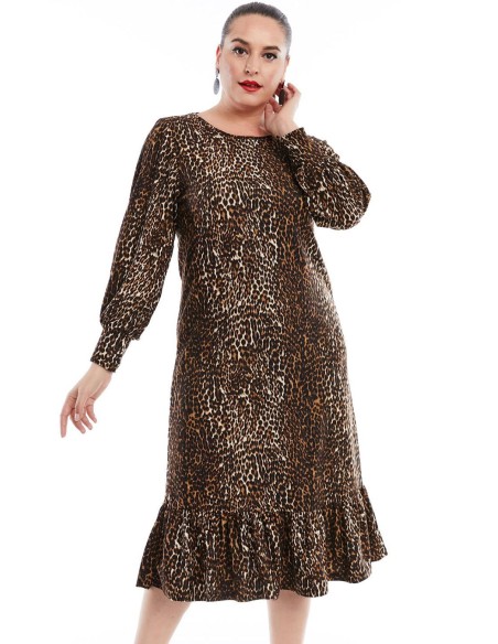 Suknelė su gyvūnų kailio raštais