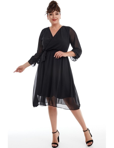 Черное шифоновое платье