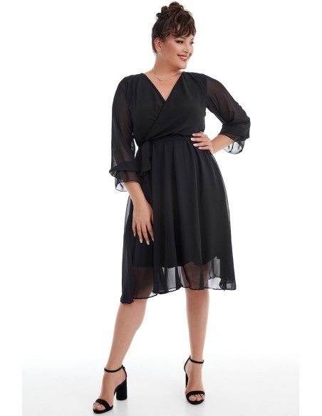 Черное шифоновое платье