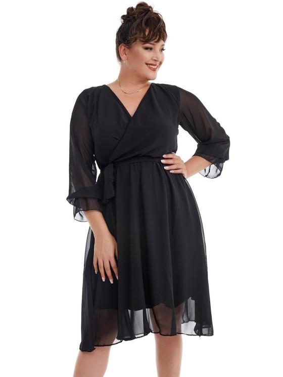 Черное шифоновое платье