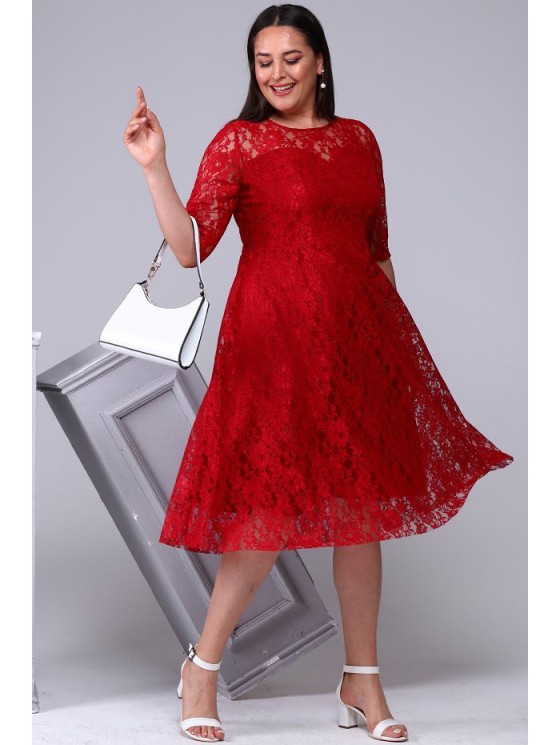 Punane pitsiga kleit 2