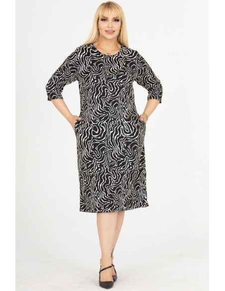 Узорчатое платье с карманами