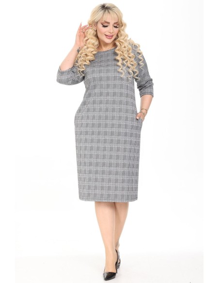 Клетчатое платье с карманами