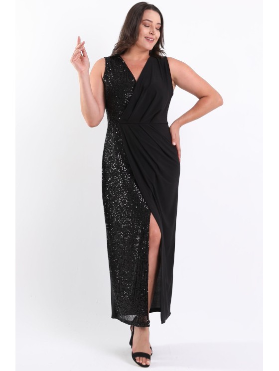 Длинное нарядное платье без рукавов 2