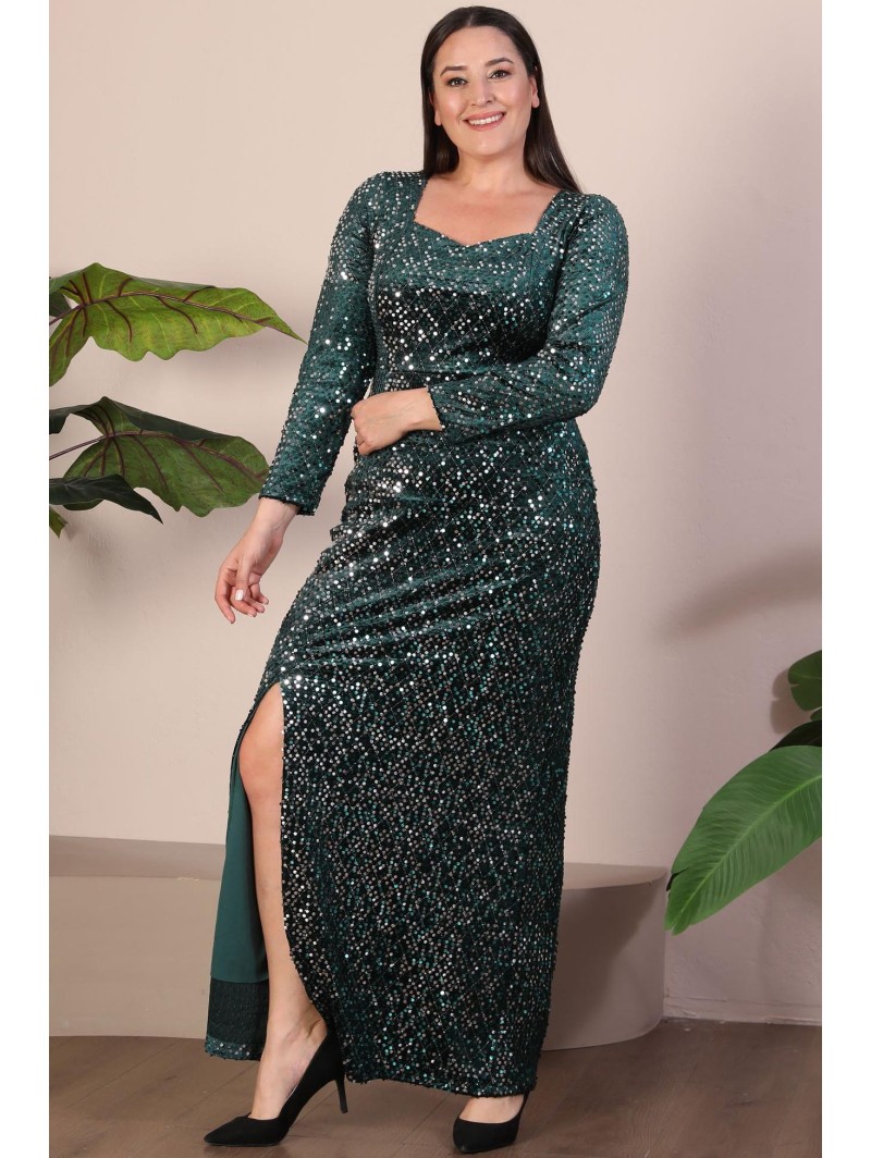 Pikk roheline soomustega kleit