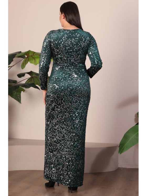 Длинное зеленое платье с чешуей 2